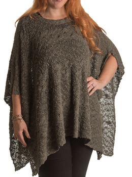 Image Crew Neck Cable Knit Square Poncho