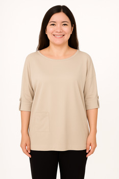 Image Button Back Linen Blend Top - V01