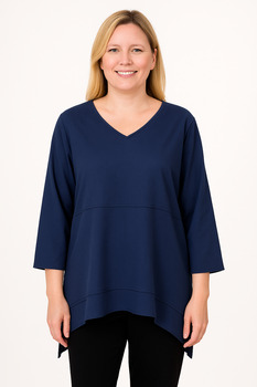 Image Double Hem Linen Blend Top - VB01