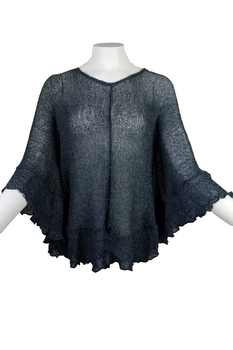 Image Tissue Knit Ruffle Poncho - RUZ