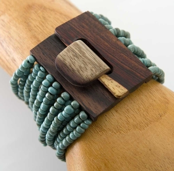 Image Wooden Buckle Beaded Bracelet - PZ41