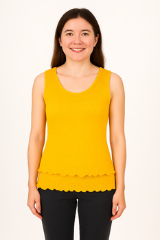 Image Tissue Knit Double Layer Sleeveless Top - QS