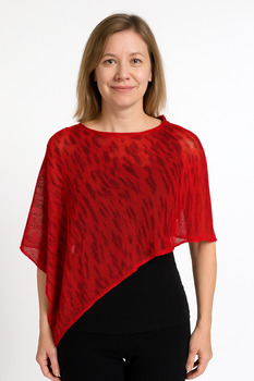 Image Sheer Tissue Knit Slub Knit Poncho - RUDUJ