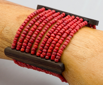 Image Beads and Wood Bracelet - PZ40