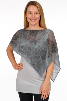 Image Sheer Tissue Knit Silkscreened Ponchos